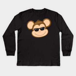 Cool Monkey Face Kids Long Sleeve T-Shirt